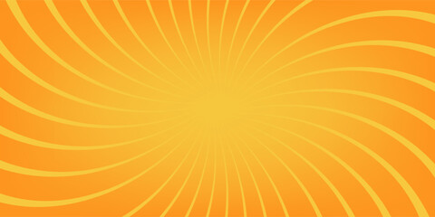 Abstract orange comic background. Art pop cartoon backdrop. Halftone effect pattern. Fun anime texture. Starburst manga style bg. Mark popart radial gradient. Spiral, swirl, comic rays.
