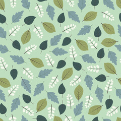 Foliage seamless pattern. Floral vector surface pattern design of abstract leaves