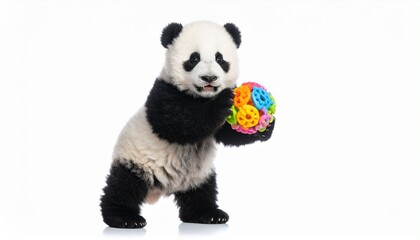 Obraz premium 3d panda holding a bamboo