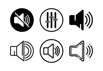 Volume icons set design, Sound icon for apps and websites black on white background