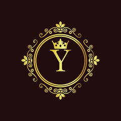 Abstract vector illustration of justice scales with a gold medal symbol and legal design LOGO Y