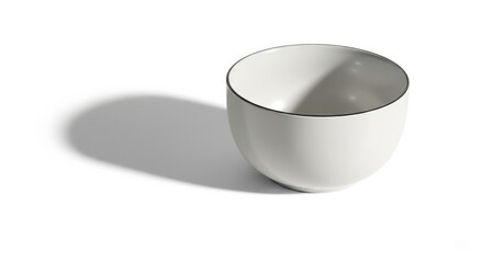 white ceramic bowl casting soft shadow on white background