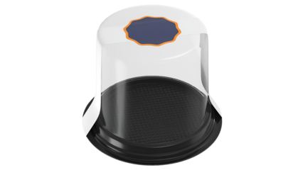 A transparent food cover with a black base, designed to keep food fresh and protected.