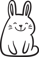 Cute Bunny Monoline Icon – Hand Drawn Nursery Vector for Baby