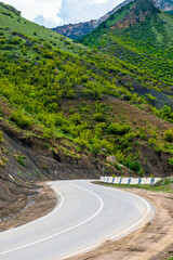 Winding asphalt road in the mountains of the North Caucasus of Dagestan. Russia