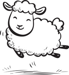 Cute sheep Icon – Hand Drawn Monoline Nursery Animal Vector