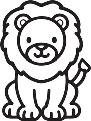 Hand Drawn Lion Icon – Monoline Nursery Style Animal Vector