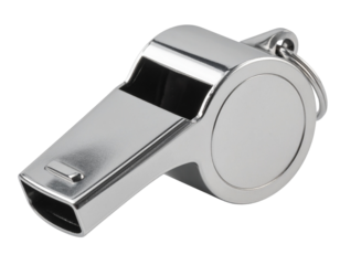 “Stainless Steel Whistle with Reflective Shine, PNG Isolated”