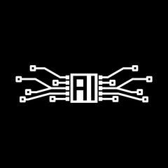 AI Processor logo icon isolated on black background 