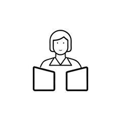 business man icon with speech bubble