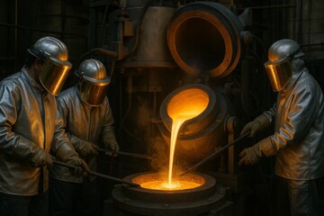 Close-Up of Molten Iridium Metal Refining Process in Industrial Furnace