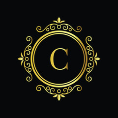 Golden star symbol illustration: high voltage attention alert vector sign LOGO C