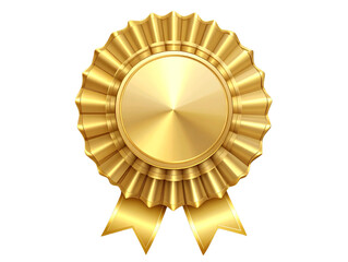 Gold Rosette Award with Blank Center and Ribbons, Transparent PNG