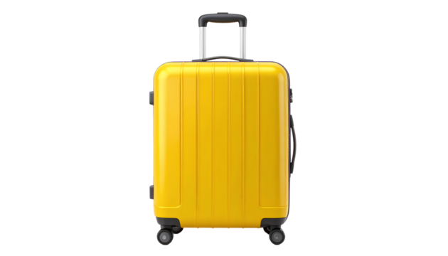  Yellow Empty Suitcase  Travel Luggage Isolated on Transparent Background PNG