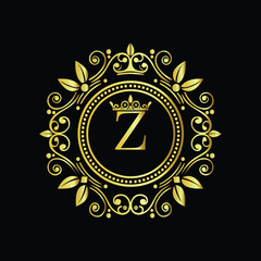 Golden star compass design on an abstract background vector illustration LOGO Z