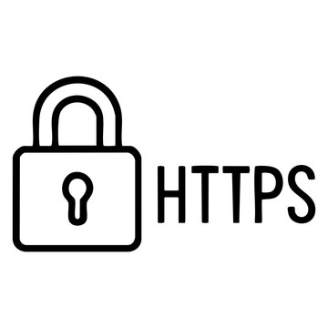 HTTPS Secure Connection Padlock Icon and Protocol Symbol