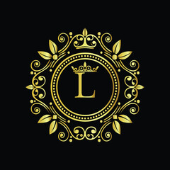 Golden star compass design on an abstract background vector illustration LOGO L