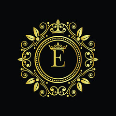 Golden star compass design on an abstract background vector illustration LOGO E