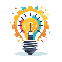 Innovation Gear and Light Bulb Icon