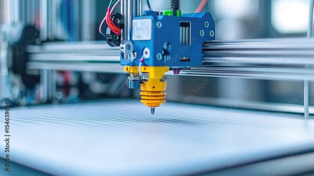 Poster 3d printer technology machine plastic manufacturing innovation industrial modern automated precision create object layer by