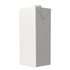 A plain white carton, typically used for packaging beverages like milk or juice, featuring a triangular top for easy pouring.