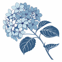 Watercolor Cluster of Blue Hydrangeas