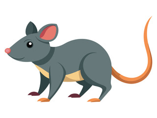 Cartoon gray rat vector illustration, cute rat drawing, pet rodent, animal clip art, rat character design