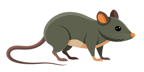 Cartoon rat illustration, rodent animal drawing, cute mouse character vector graphic design element
