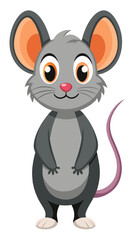 Cartoon mouse illustration cute rodent animal drawing grey mouse with big ears and pink nose vector art