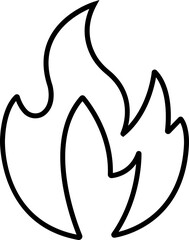 Fire icon in line style. Fire flame symbol isolated on transparent background