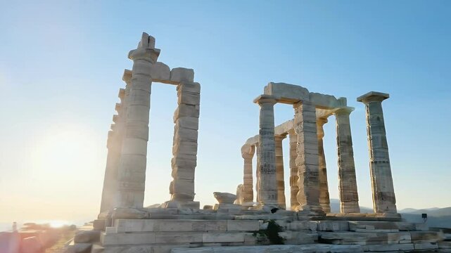 Ancient Greek temple ruins in Athens, Greece.
