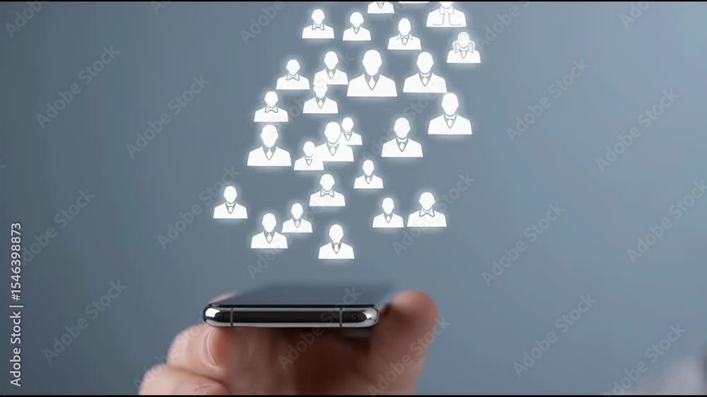 Poster person holding a smartphone with a focused expression capturing the essence of modern communication 