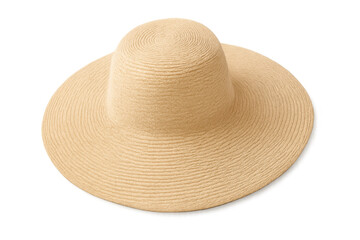 Classic summer sun protection with a wide-brimmed straw hat, perfect for beach days or gardening, isolated on a transparent background