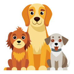 Cartoon dog breeds illustration golden retriever puppy and cocker spaniel cute pet adoption graphic design