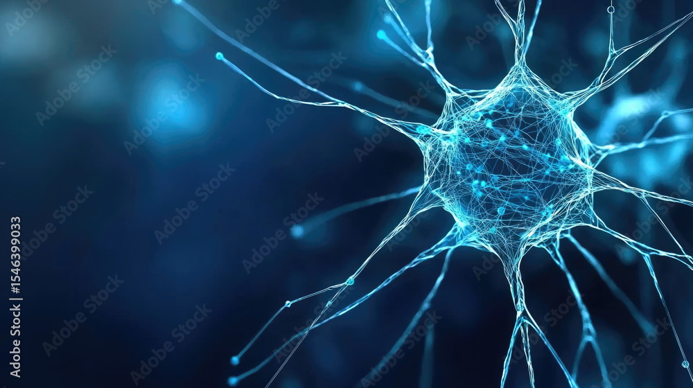 Aufkleber neural network artificial intelligence digital blue science technology abstract futuristic glowing b