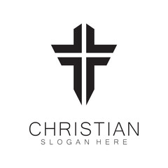 Obraz premium Christian Church logo creative Cross design vector