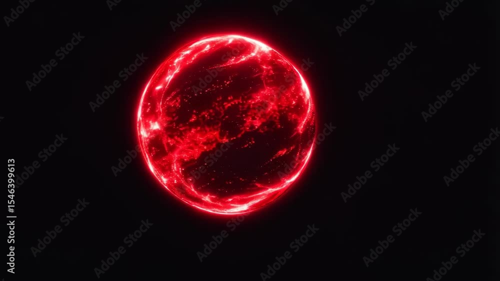 Poster dynamic transformation of a glowing red energy sphere surrounded by motion in darkness