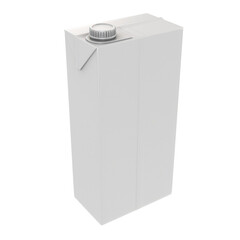 A plain white carton with a screw cap, typically used for packaging beverages or liquids.