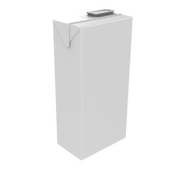 A plain white carton, typically used for packaging beverages like milk or juice.