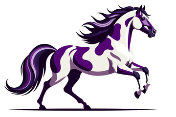 Obraz premium Majestic Purple and White Horse Illustration - Artistic Equine Design - Elegant Horse Artwork for Art Lovers - Unique Animal Clipart