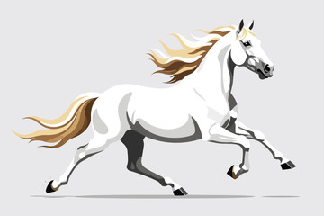Majestic White Horse Galloping-Elegance in Motion-Powerful Equine Art-Dynamic Horse Illustration-Beautiful Animal Imagery-Stunning White Stallion-Graceful Horse Running-Horse Lovers Delight