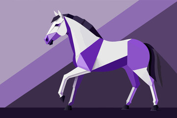 Obraz premium Abstract Paper Horse Artwork-Geometric Horse Illustration in Purple and White-Modern Horse Design-Unique Artistic Horse Image-Purple Horse Graphic Art
