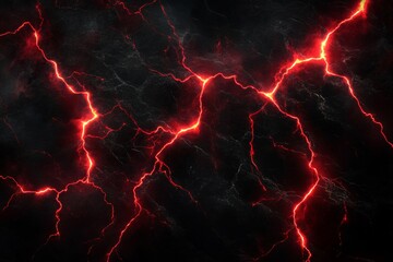 Erupting red lightning bolts slice through a deep black backdrop, vividly expressing the sensation of intense physical pain. This striking composition captures raw energy and emotion