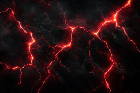 Erupting red lightning bolts slice through a deep black backdrop, vividly expressing the sensation of intense physical pain. This striking composition captures raw energy and emotion
