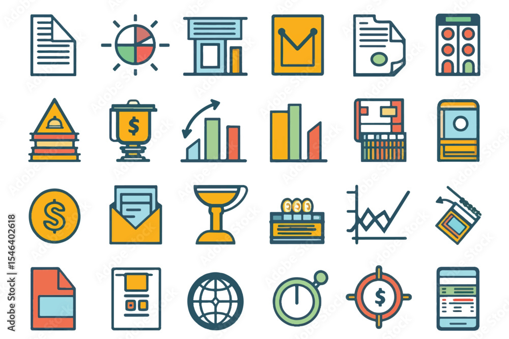 Aufkleber simple set of outline business data information thin icons for web.