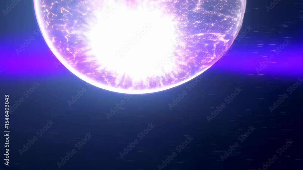 Poster cosmic energy expansion: glowing orb in space with pulsating light and radiating colors