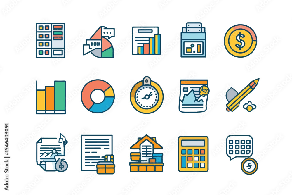 Aufkleber simple set of outline business data information thin icons for web.