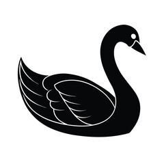 elegant black swan vector illustration silhouette