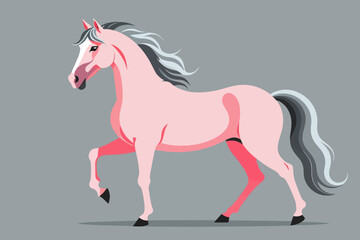 Stylized Pink Horse Illustration-Modern Animal Art-Graphic Design Horse Image-Elegant Equine Artwork-Unique Horse Illustration-Digital Horse Painting