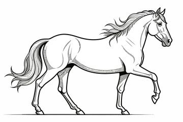 Obraz premium Elegant Horse Illustration-Black and White Drawing of a Stallion-Detailed Equine Art for Coloring Books and Design Projects-Majestic Horse Image